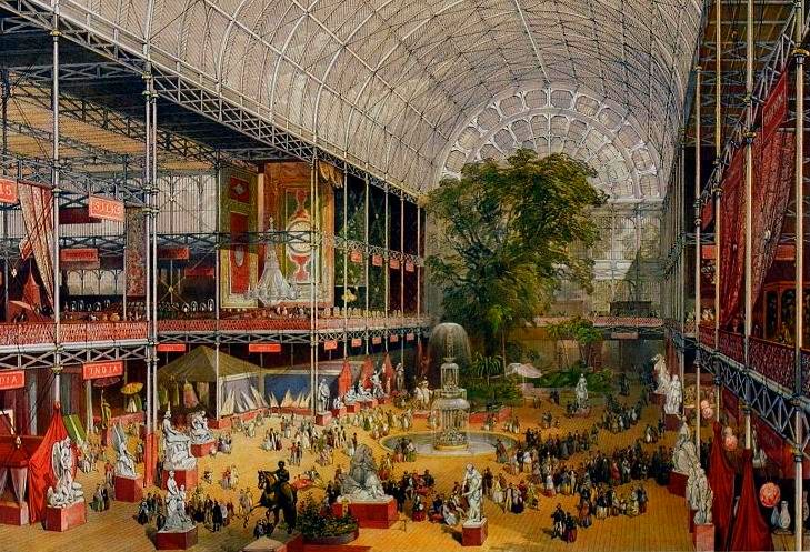 El interior del Palacio de Cristal durante la Exposición Universal de Londres de 1851
