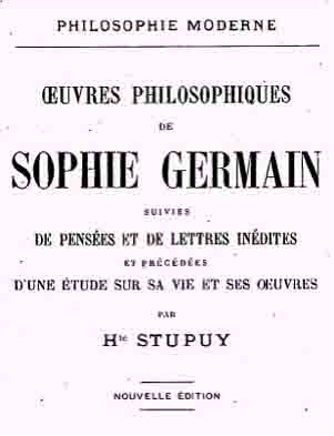 Portada de uno de los últimos trabajos de filosofía de Sophie Germain