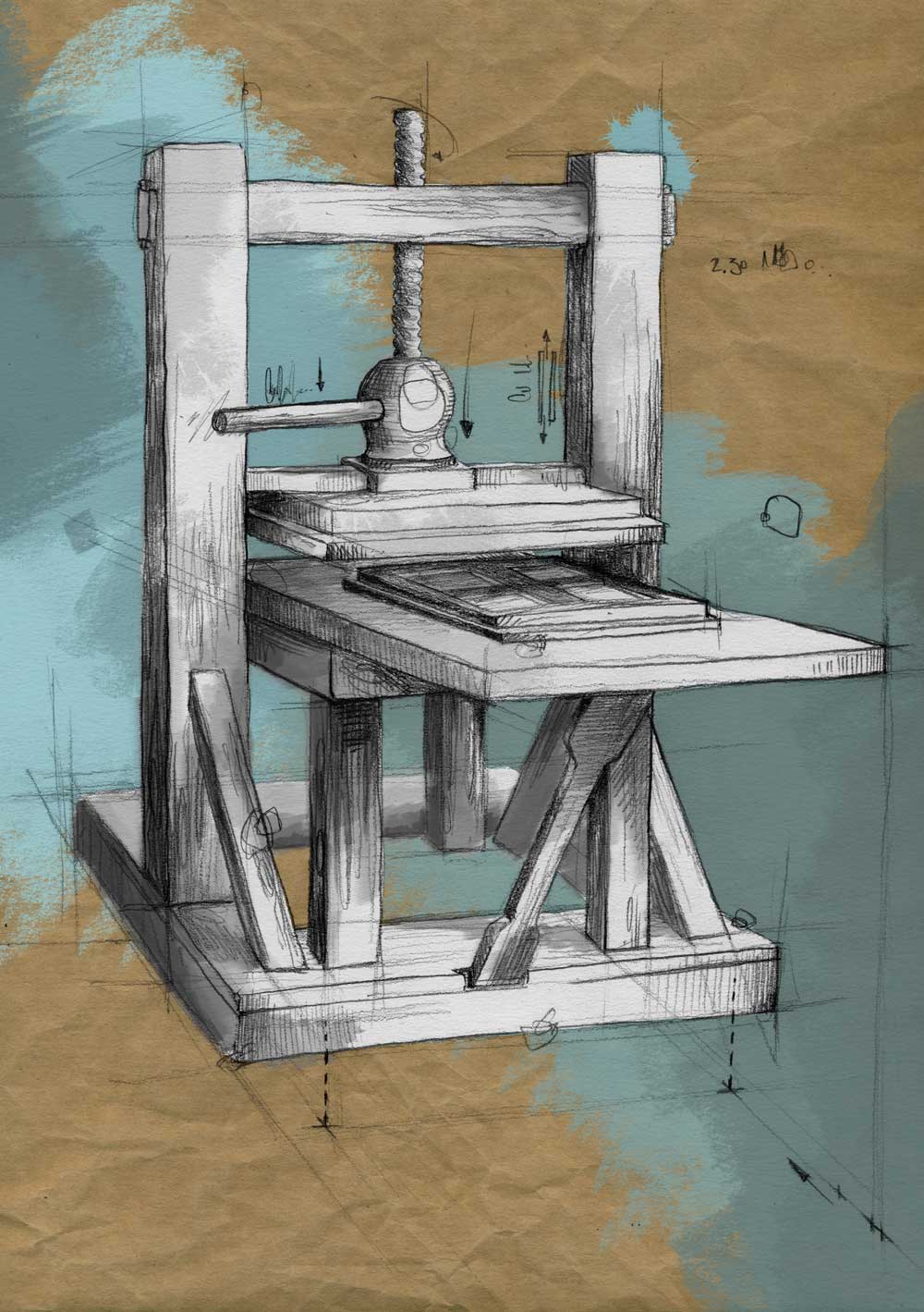 Ilustración de una imprenta