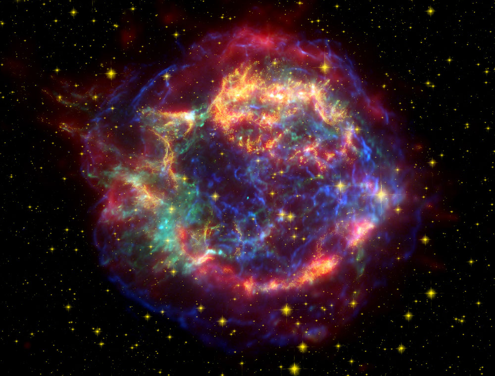 Imagen de Cassiopeia A; que está compuesta por los restos de supernova de la constelación Cassiopeia.