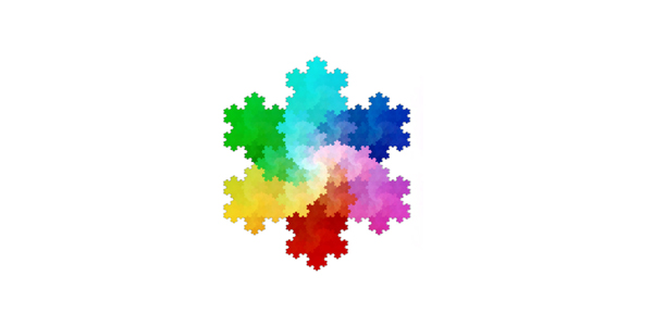 Generación del Copo de Koch. Uno de los primeros objetos fractales descritos es el copo de Koch. Es un ejemplo de fractal puro: se genera matemáticamente sometiendo una figura inicial a una regla básica que se aplica sucesivas veces. En este caso, se parte de un triángulo equilátero. De cada uno de sus lados se quita el fragmento central y se dibuja otro triángulo equilátero. Cada iteración, es decir, cada ciclo de repetición, añade más triángulos. Esto convierte la curva de Koch en una paradoja: a simple vista puede parecer finita, pero matemáticamente, y a medida que nos acercamos a sus picos, observamos que su longitud es infinita y, por tanto, no se puede medir. De hecho, su dimensión no es uno, como tendría una línea, sino un número entre uno y dos. Un verdadero monstruo matemático. Fuente: Wikipedia. Créditos: SolKoll