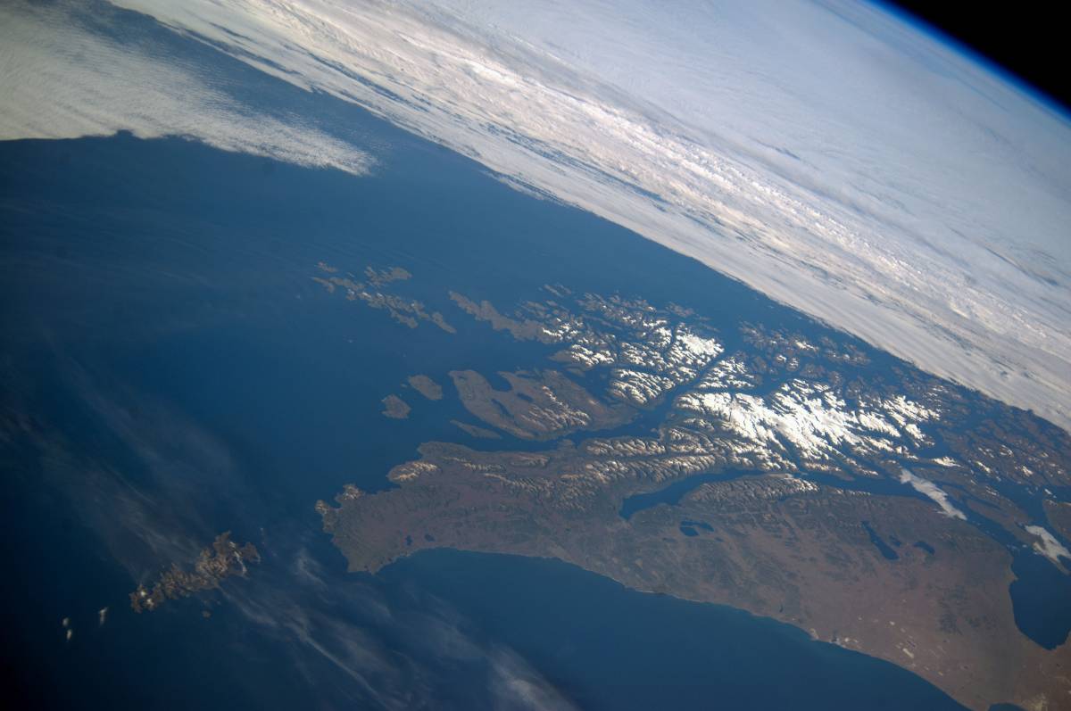 Vista panorámica de parte de Chile y Argentina desde la Estación Espacial Internacional. NASA