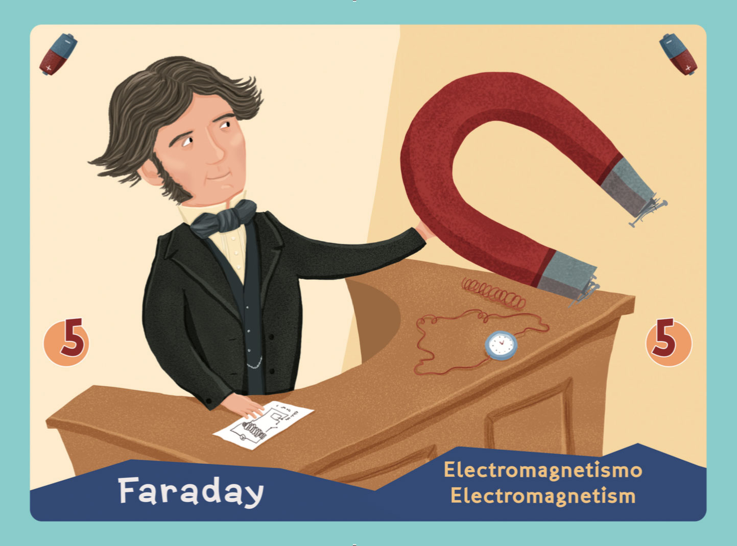 Michasel Faraday en el juego «Ciencia a pares»