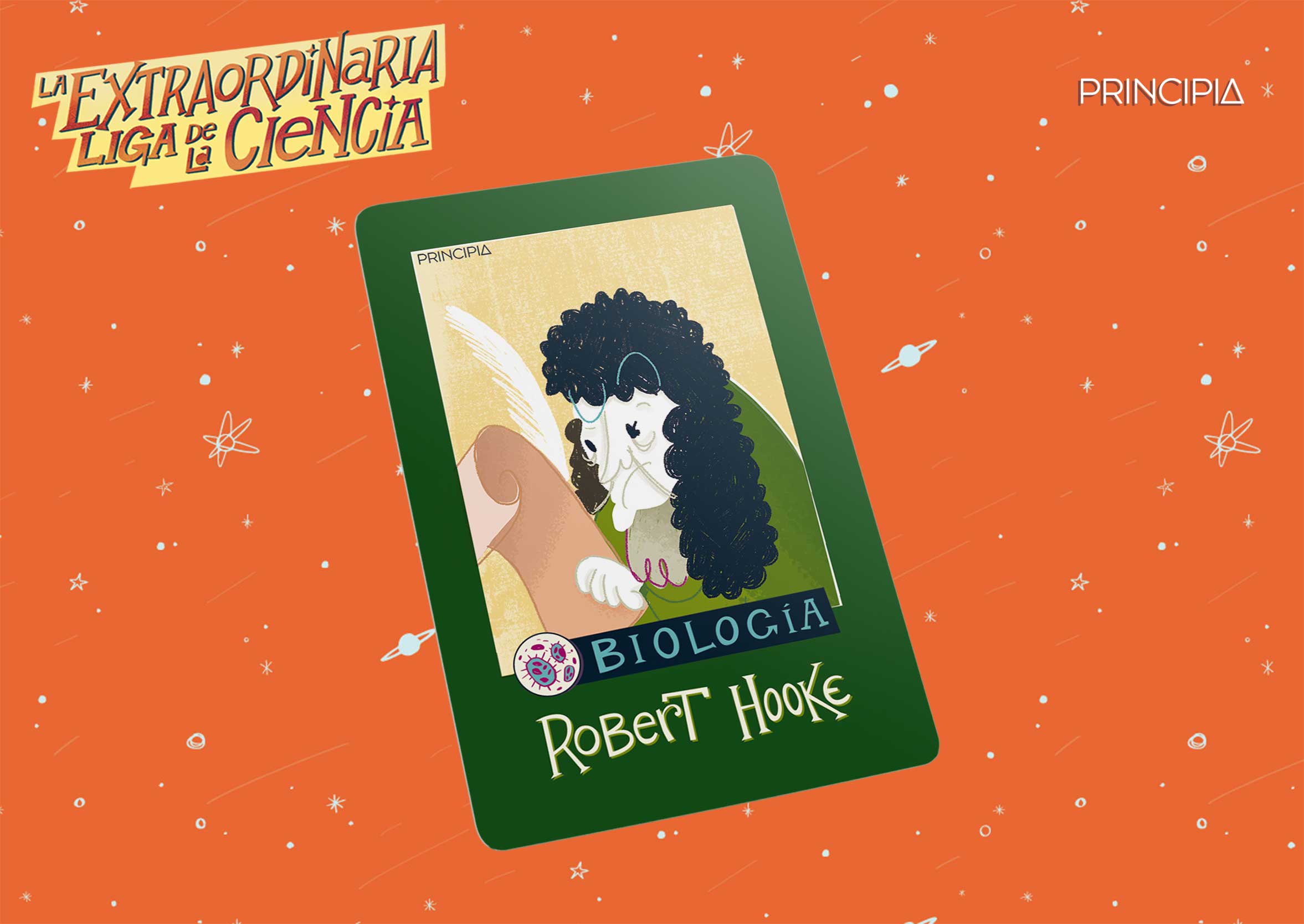 Robert Hooke en la colección de cromos La extraordinaria liga de la ciencia