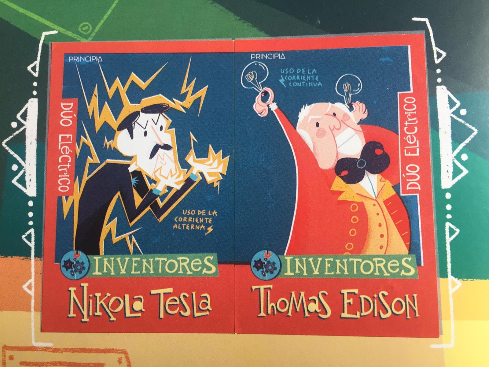 Tesla y Edison en la colección de cromos La extraordinaria liga de la ciencia