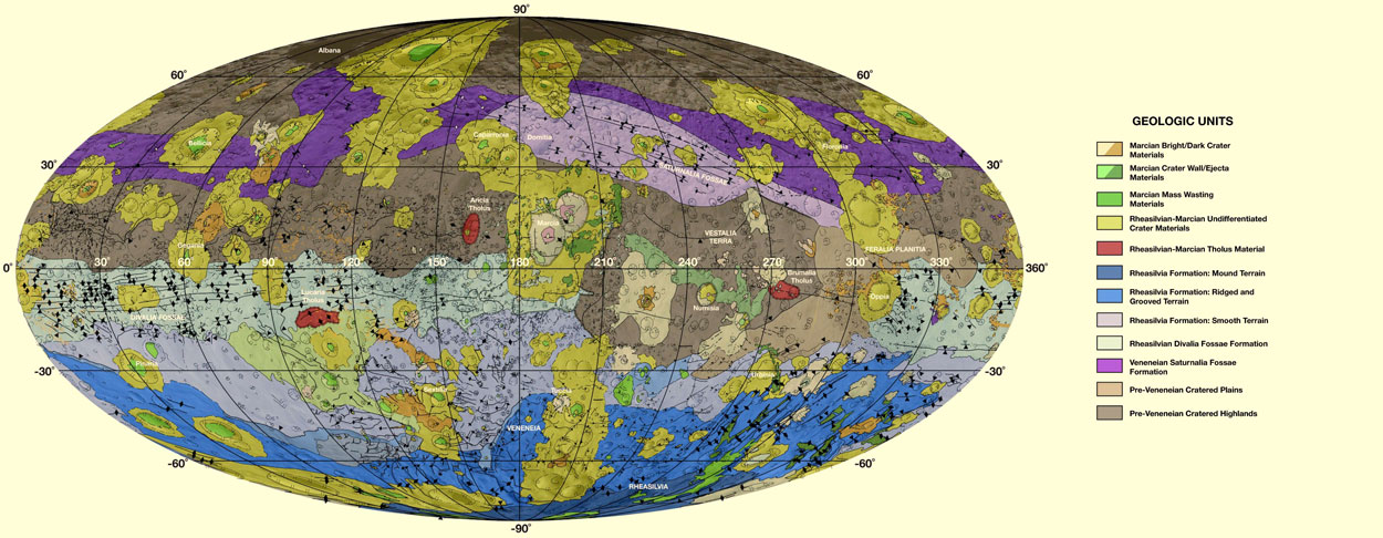 Mapa detallado de la superficie del asteroide Vesta a partir de los datos obtenidos con la sonda Dawn.