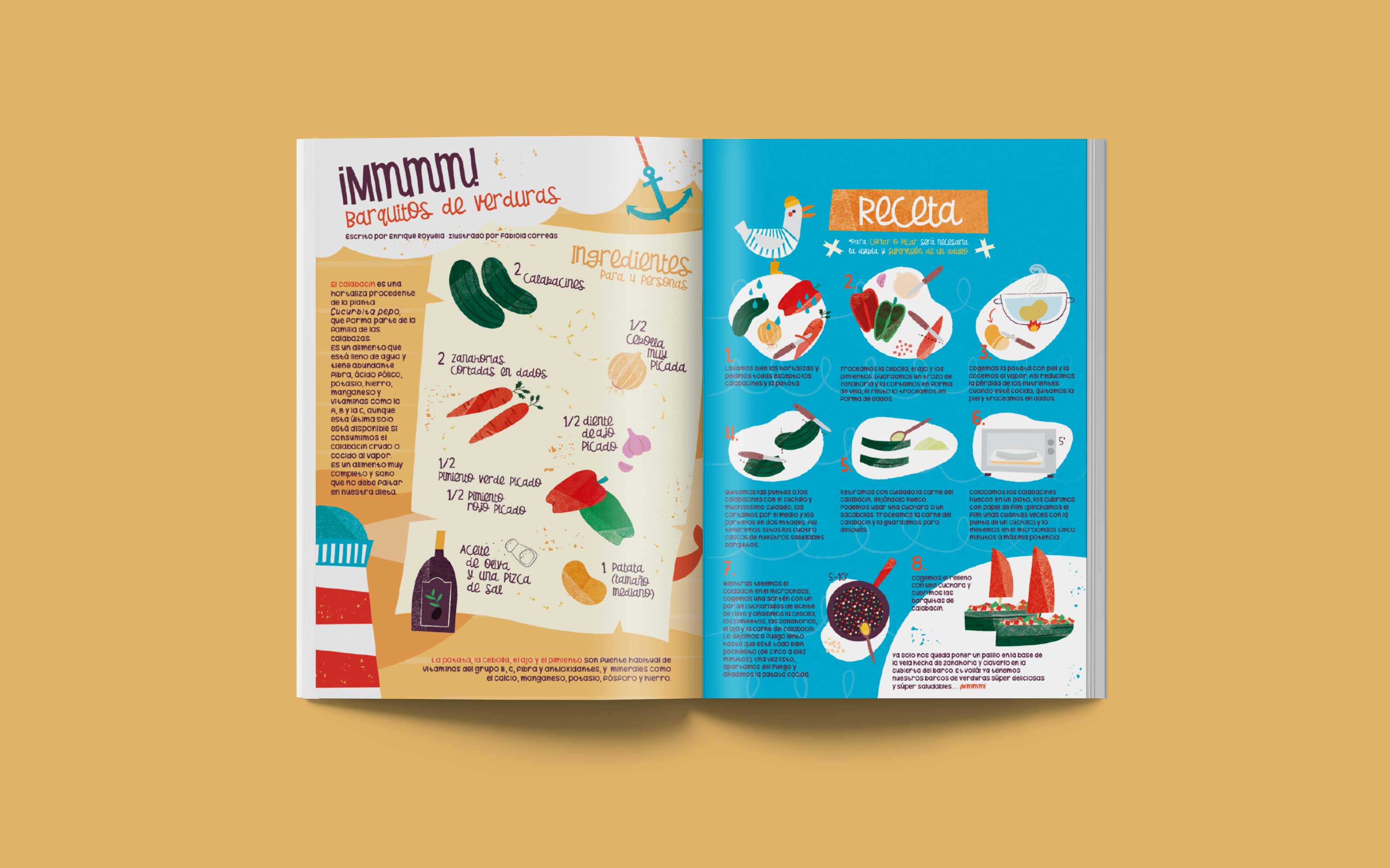 Recetas saludables para niños, sección ¡Mmmm! de Principia Kids. Barquitos de verduras