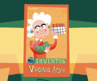 Cromo de Virginia Apgar elaborado por Ángela Alcalá y Marina Mandarina Studio para La extraordinaria liga de la ciencia