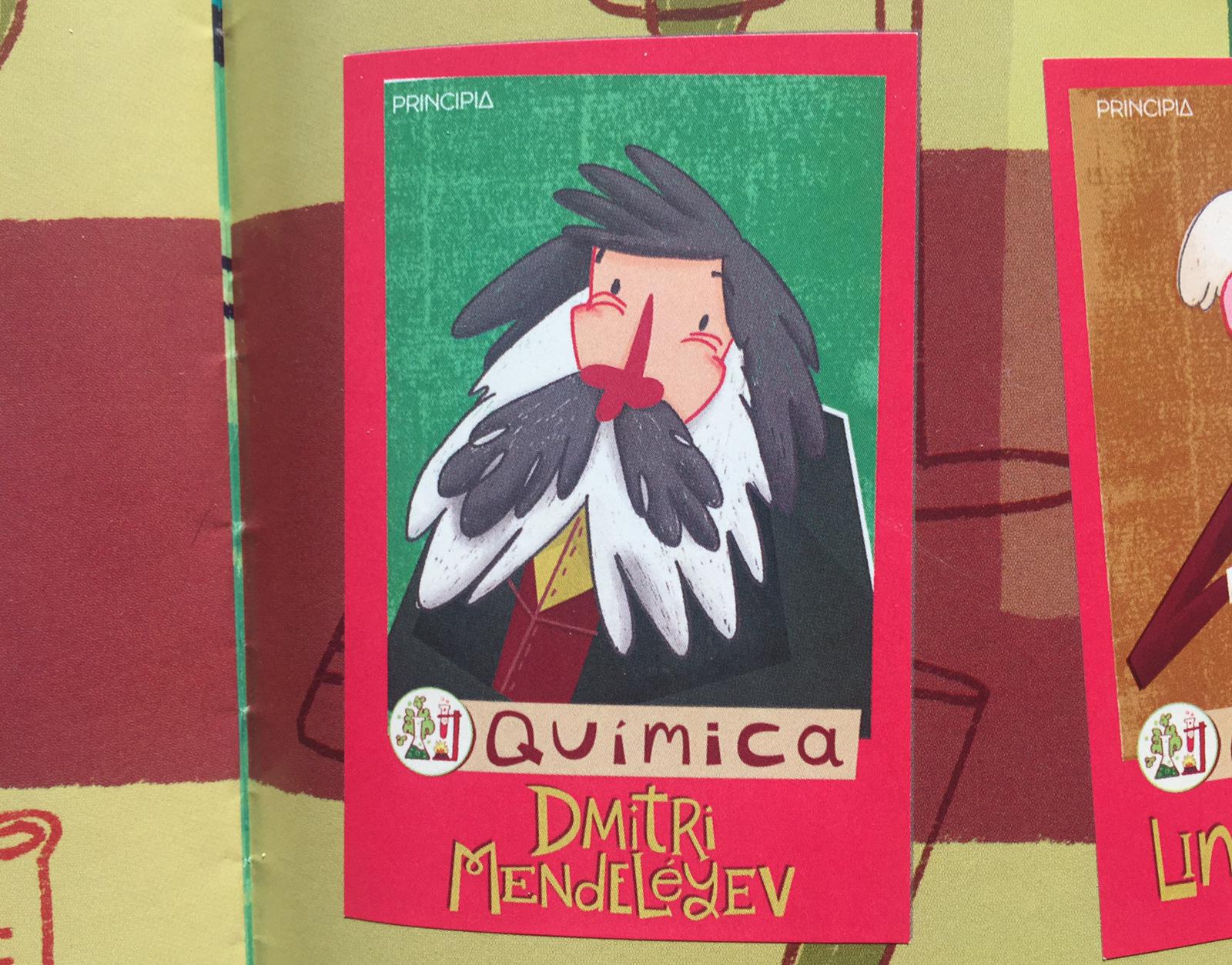 Cromo de Mendeleyev perteneciente a la colección La extraordinaria liga de la ciencia, de Principia
